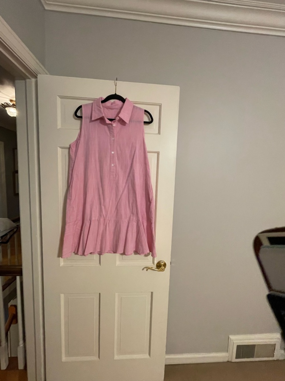 Sleeveless Collared Ruffle Hem Mini Dress in Light Pink